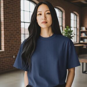 Out Of The Blue 100% Silk Unisex T-shirt Blue Size Medium